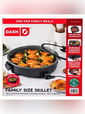 DASH 14” Family Size 6QT Ceramic Nonstick Electric Skillet Gray